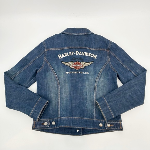 Harley-Davidson Jackets & Blazers - Harley Davidson Embroidered Wing Logo Denim Jacket Size Medium